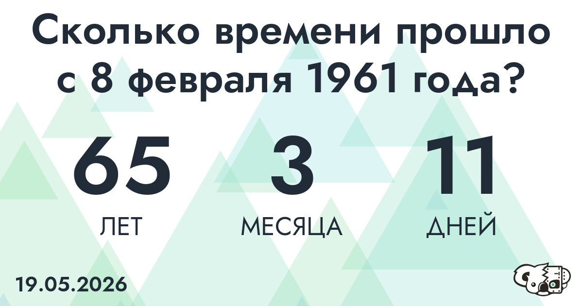 Сколько времени прошло с 8 февраля 1961 года