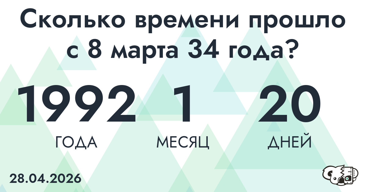Сколько времени прошло с 8 марта 34 года