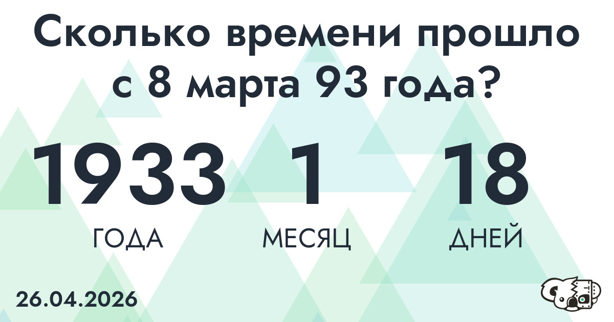 Сколько времени прошло с 8 марта 93 года