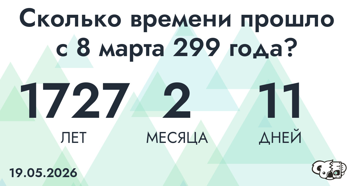 Сколько времени прошло с 8 марта 299 года