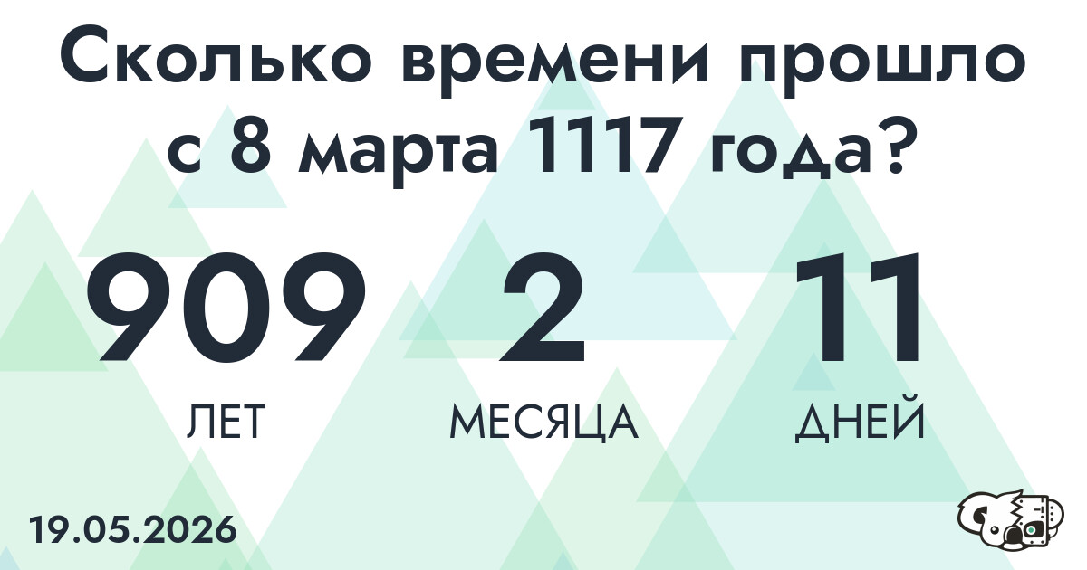 Сколько времени прошло с 8 марта 1117 года