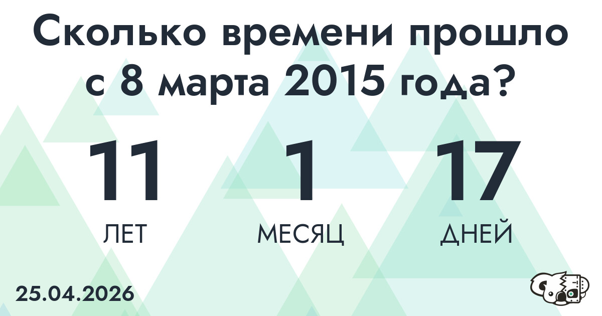 Сколько времени прошло с 8 марта 2015 года