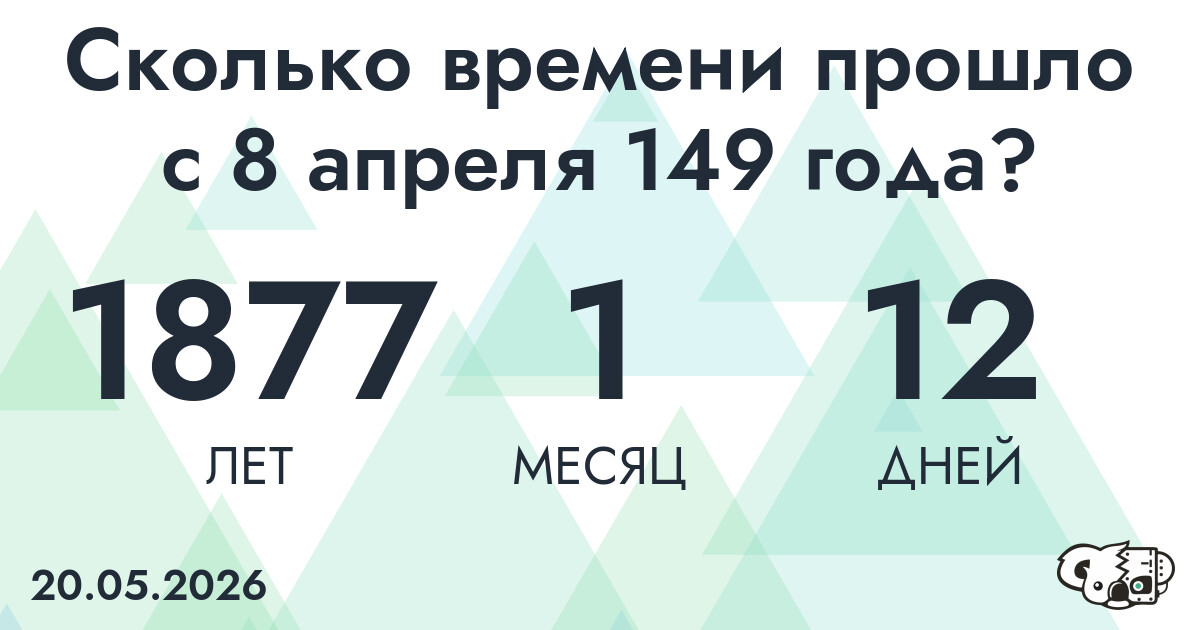Сколько времени прошло с 8 апреля 149 года
