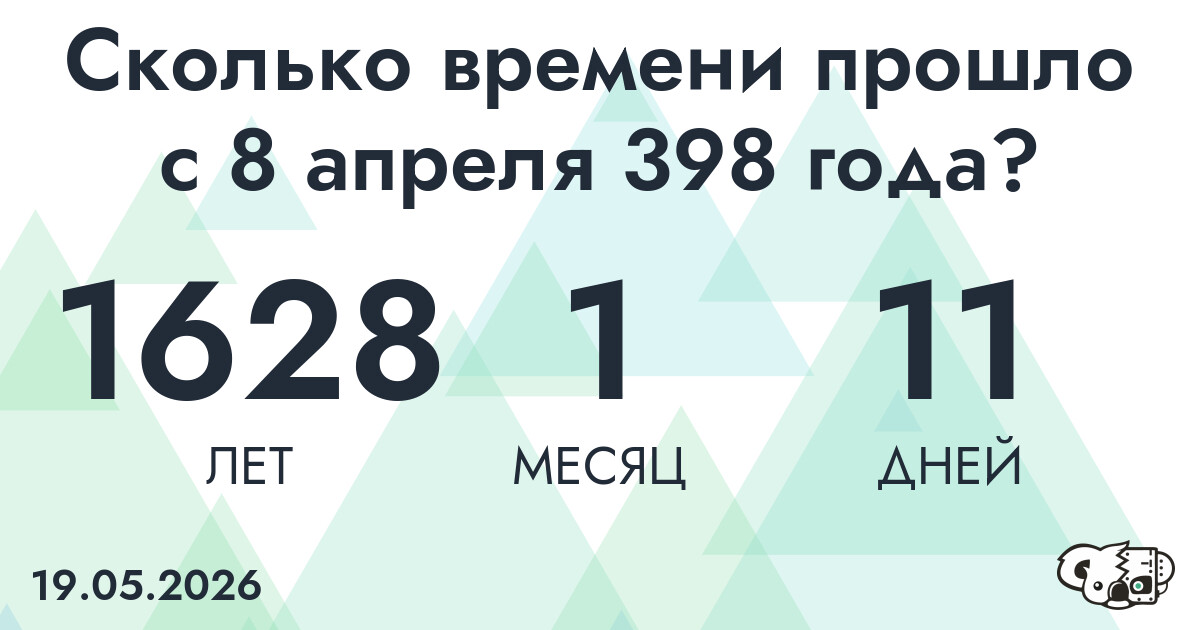 Сколько времени прошло с 8 апреля 398 года