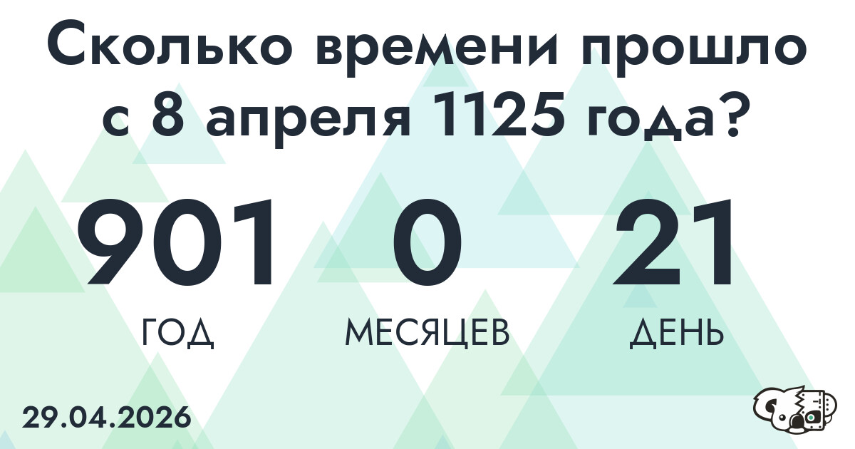 Сколько времени прошло с 8 апреля 1125 года
