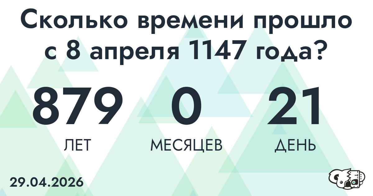 Сколько времени прошло с 8 апреля 1147 года