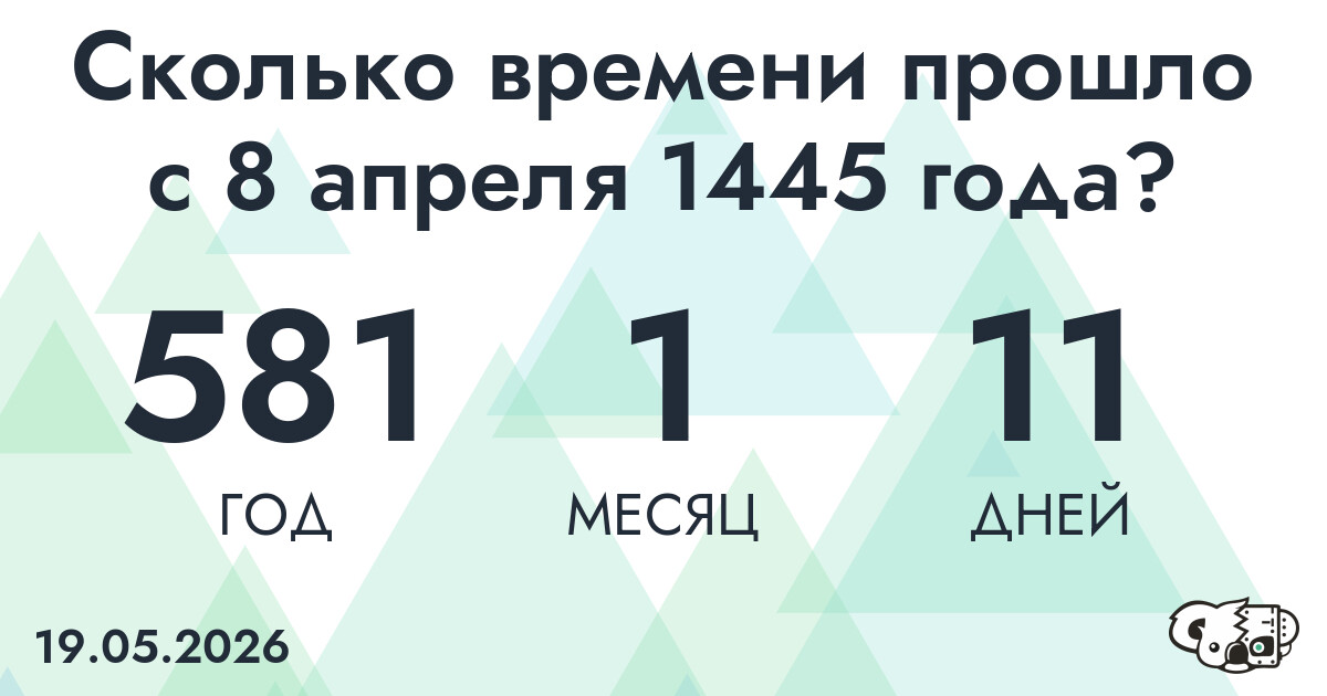 Сколько времени прошло с 8 апреля 1445 года