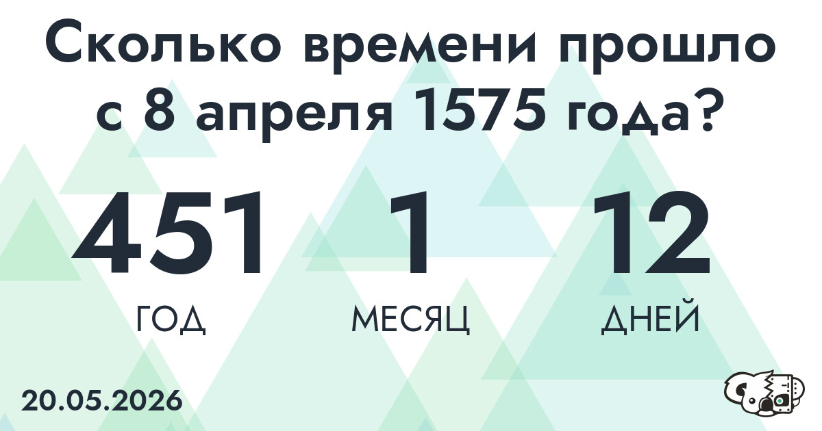 Сколько времени прошло с 8 апреля 1575 года