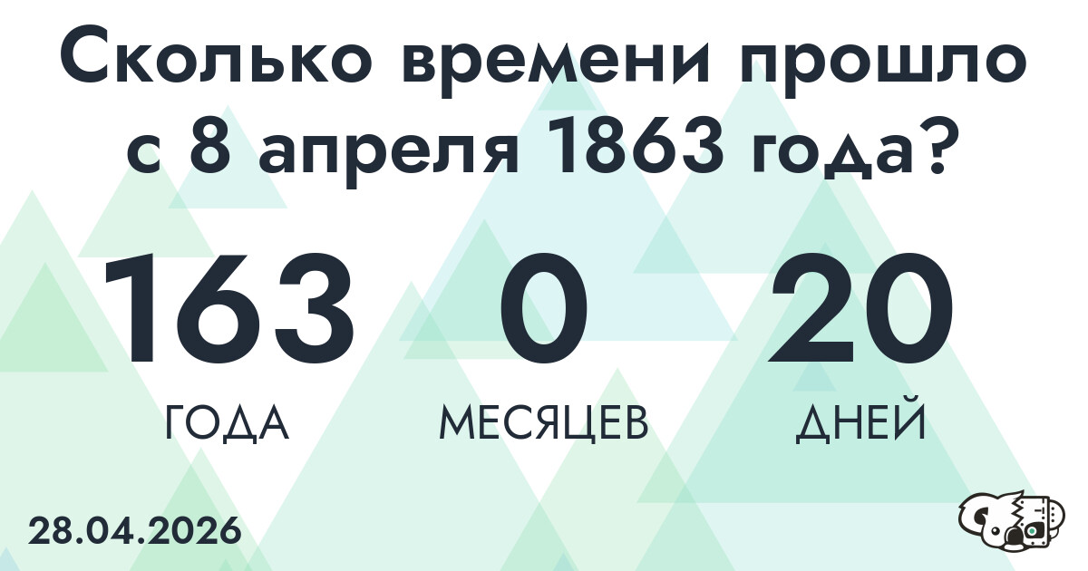 Сколько времени прошло с 8 апреля 1863 года
