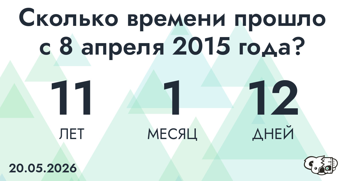 Сколько времени прошло с 8 апреля 2015 года
