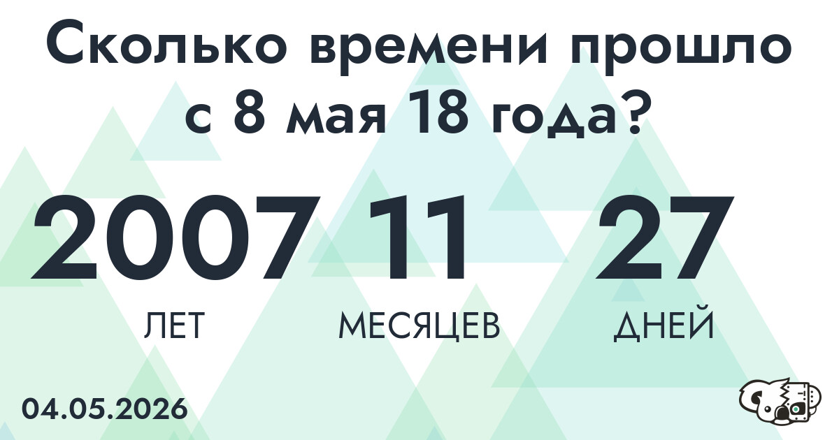 Сколько времени прошло с 8 мая 18 года