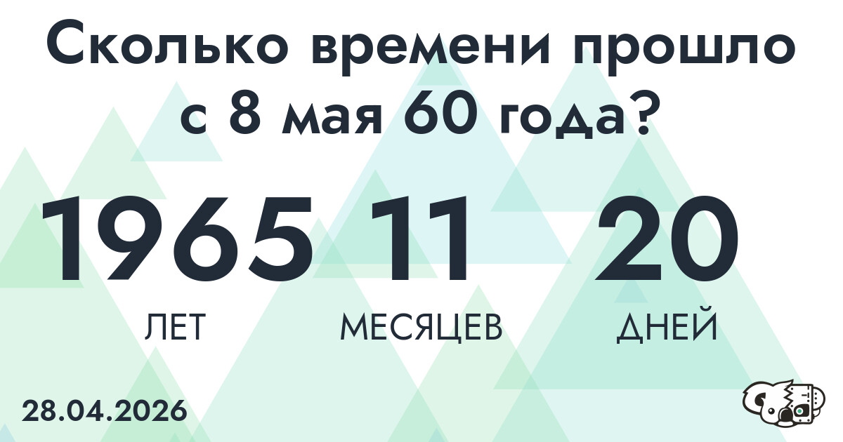 Сколько времени прошло с 8 мая 60 года