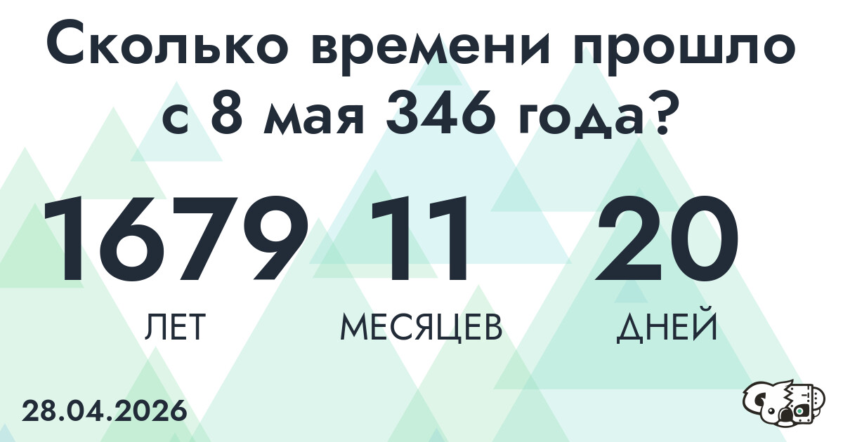 Сколько времени прошло с 8 мая 346 года