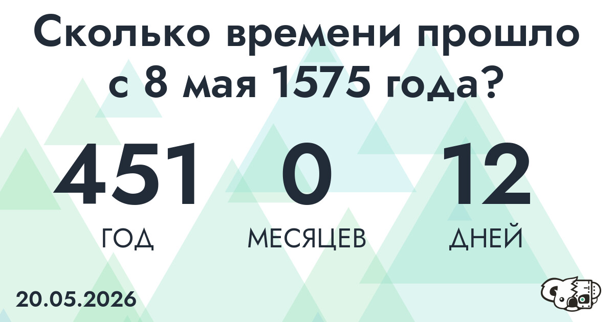 Сколько времени прошло с 8 мая 1575 года