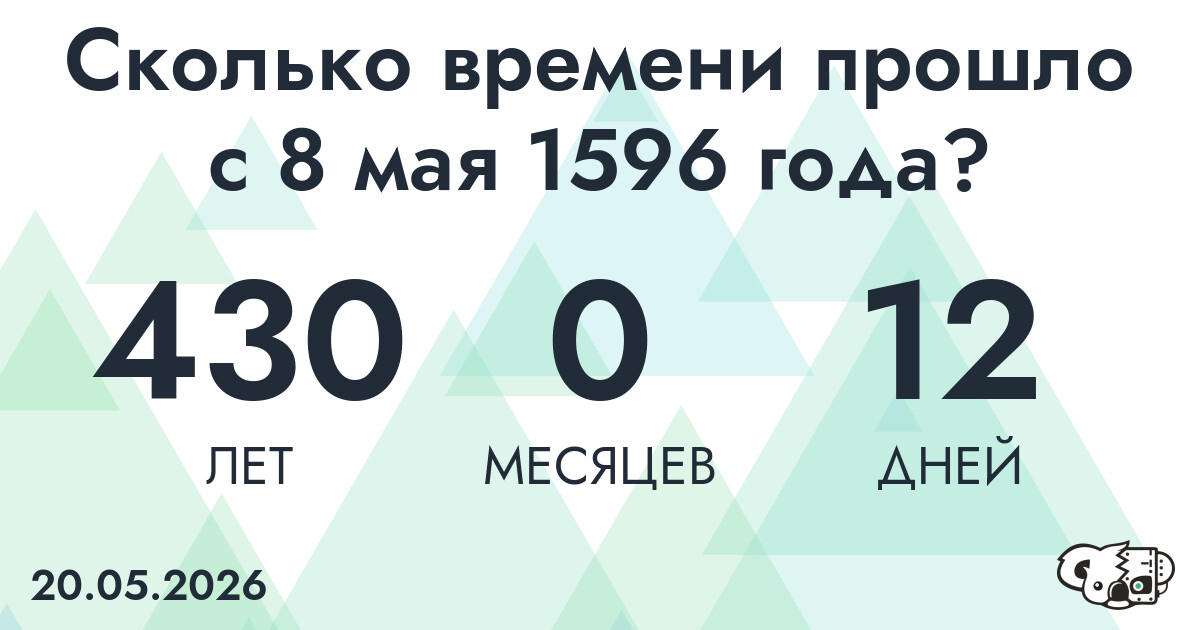 Сколько времени прошло с 8 мая 1596 года
