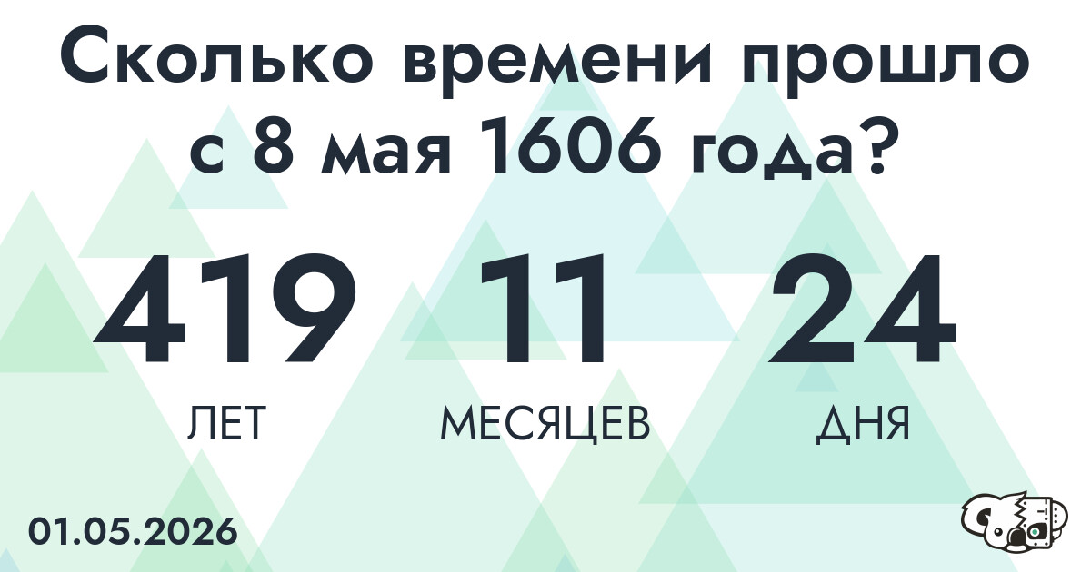 Сколько времени прошло с 8 мая 1606 года