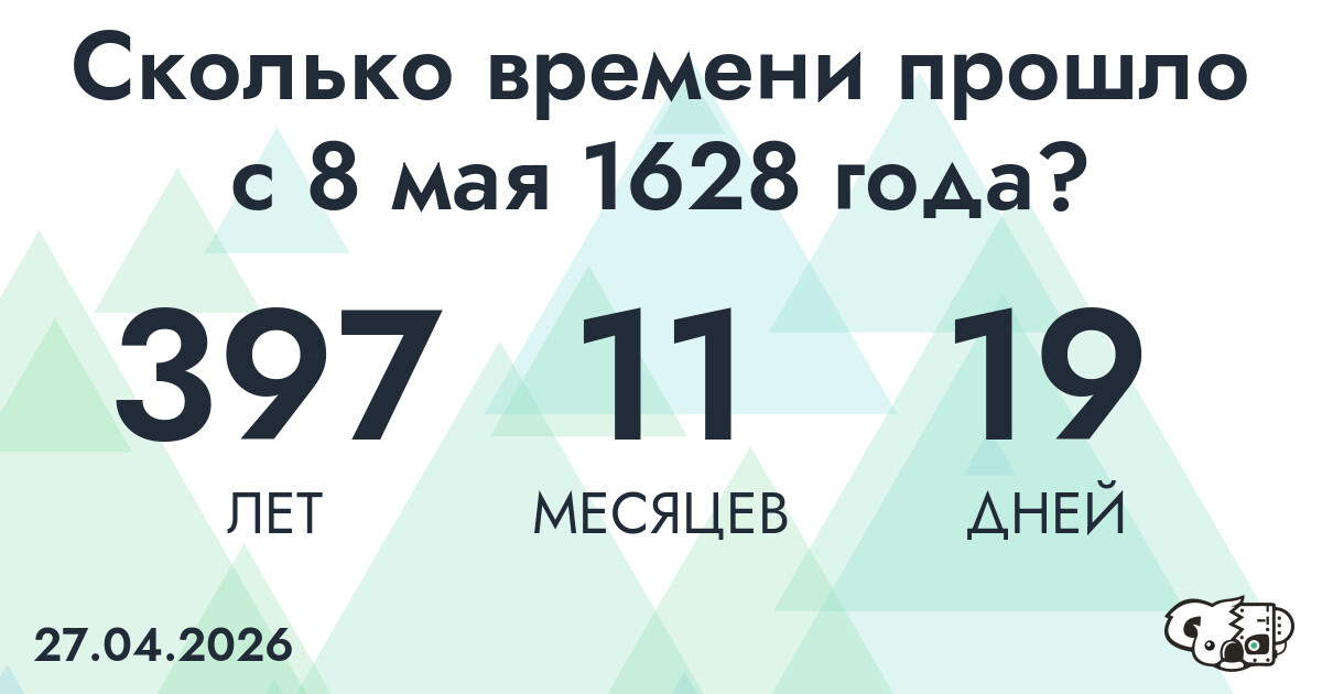 Сколько времени прошло с 8 мая 1628 года