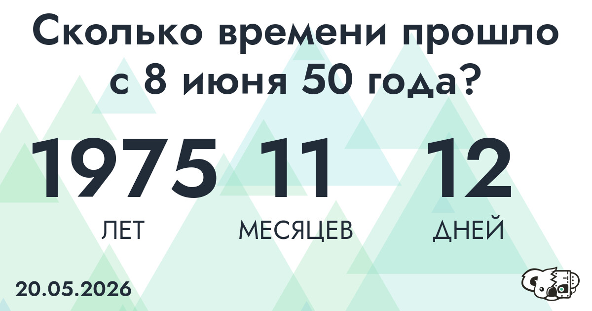 Сколько времени прошло с 8 июня 50 года