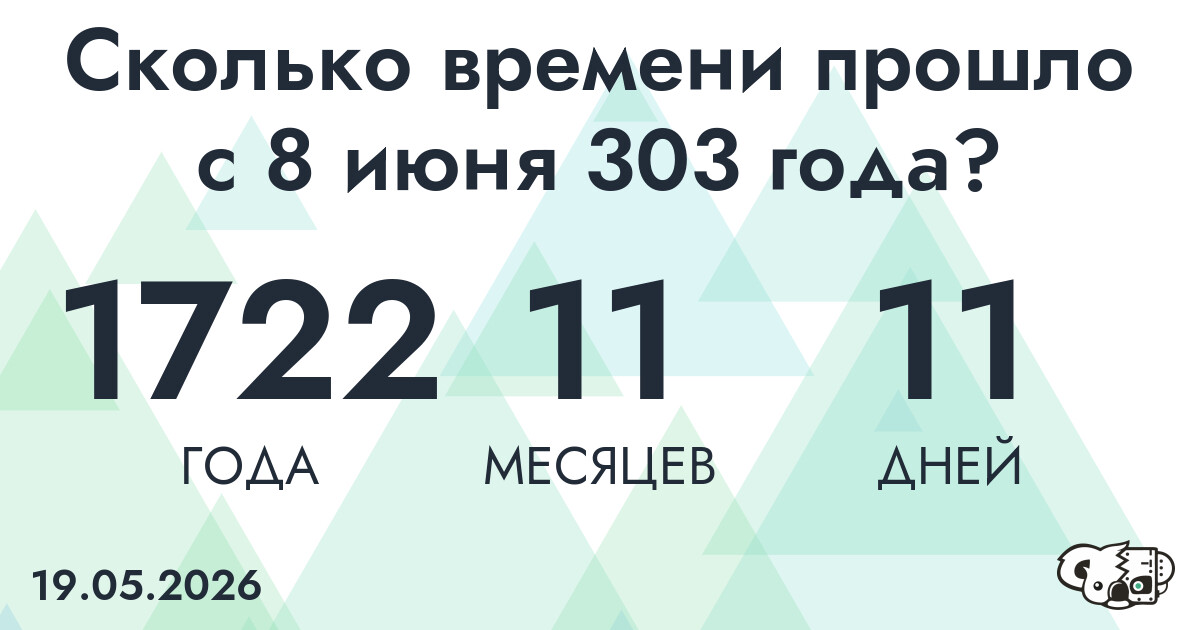 Сколько времени прошло с 8 июня 303 года