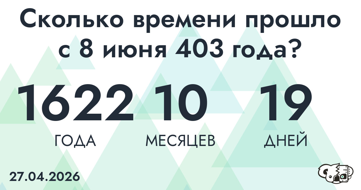 Сколько времени прошло с 8 июня 403 года
