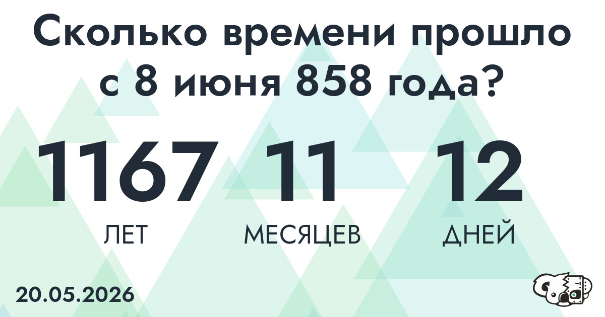 Сколько времени прошло с 8 июня 858 года