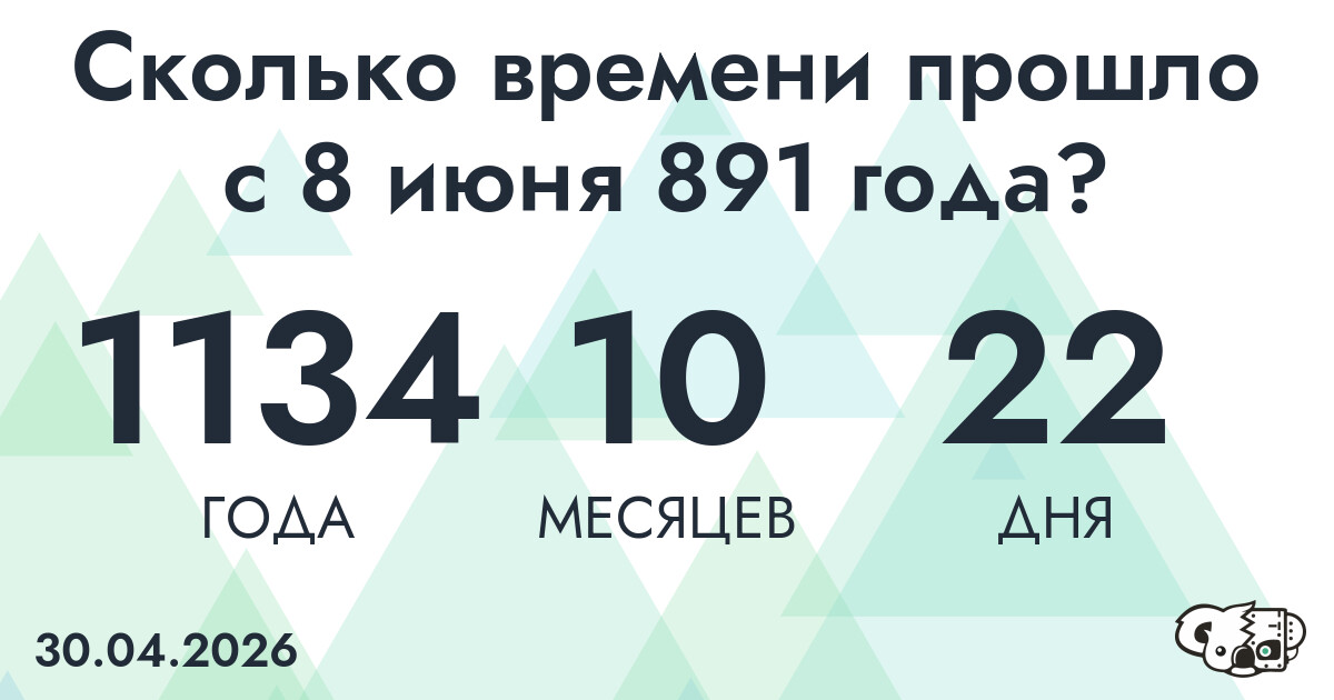 Сколько времени прошло с 8 июня 891 года