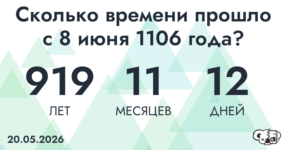Сколько времени прошло с 8 июня 1106 года