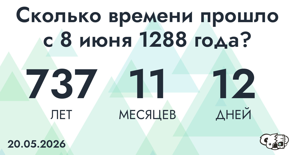 Сколько времени прошло с 8 июня 1288 года