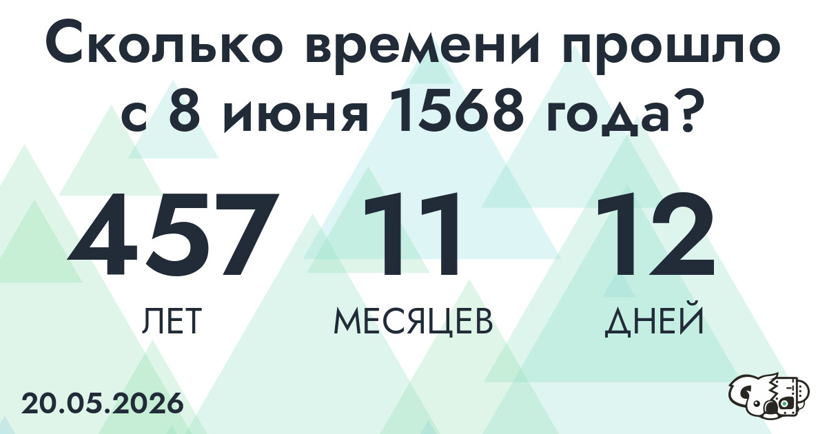 Сколько времени прошло с 8 июня 1568 года