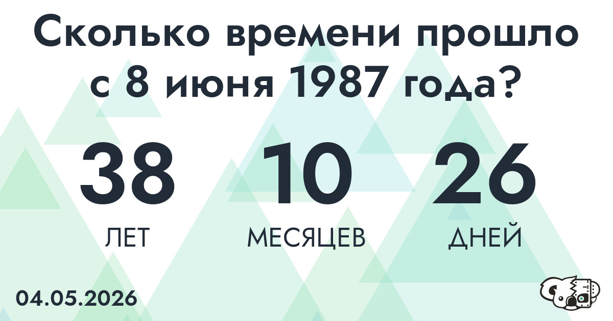Сколько времени прошло с 8 июня 1987 года