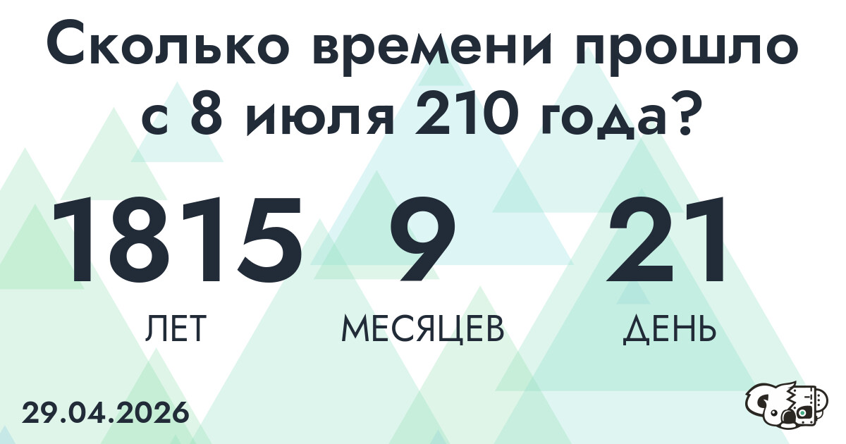 Сколько времени прошло с 8 июля 210 года