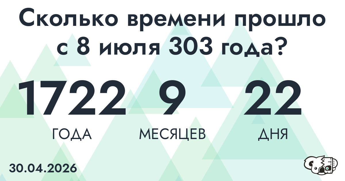 Сколько времени прошло с 8 июля 303 года