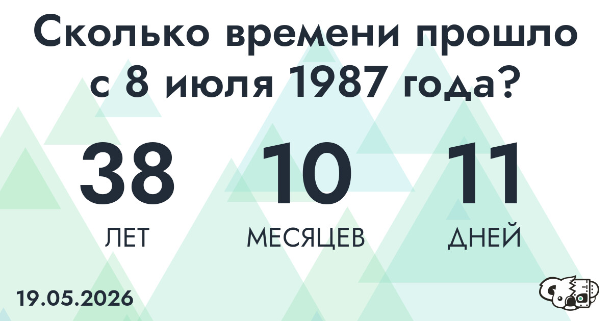Сколько времени прошло с 8 июля 1987 года