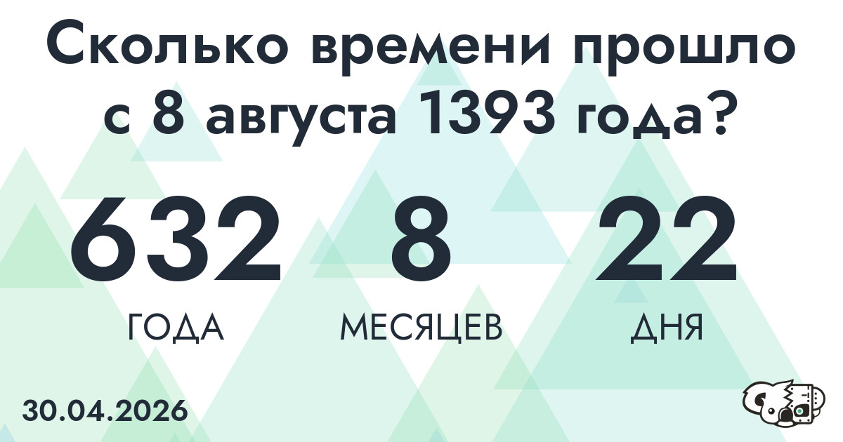 Сколько времени прошло с 8 августа 1393 года