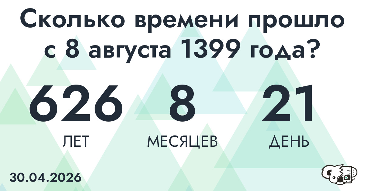 Сколько времени прошло с 8 августа 1399 года