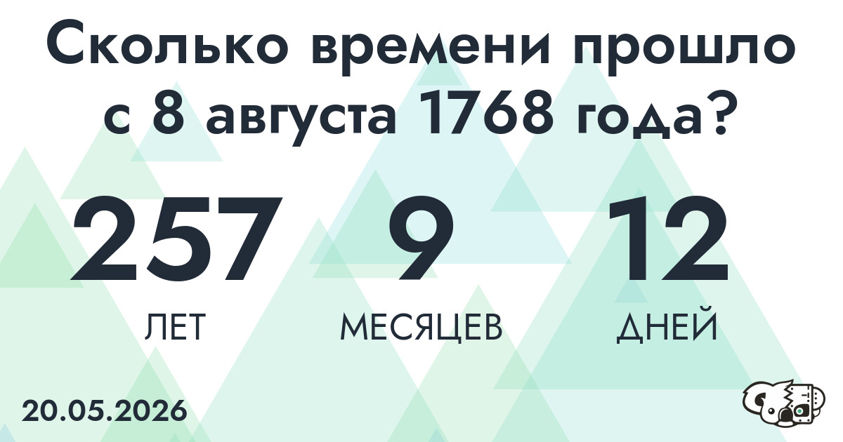 Сколько времени прошло с 8 августа 1768 года