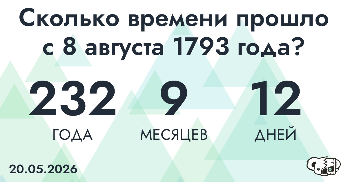 Сколько времени прошло с 8 августа 1793 года