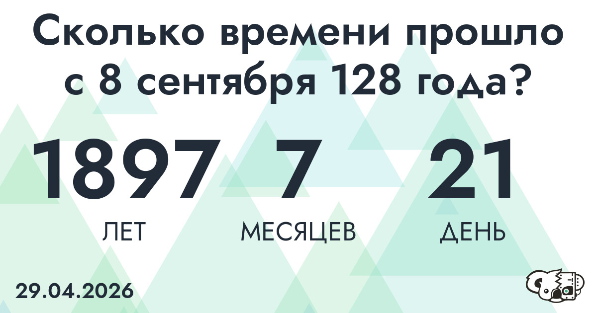 Сколько времени прошло с 8 сентября 128 года
