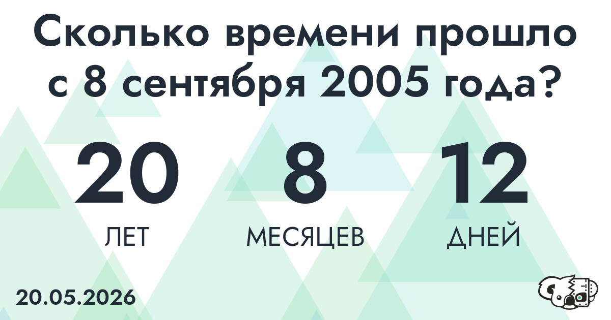 Сколько времени прошло с 8 сентября 2005 года