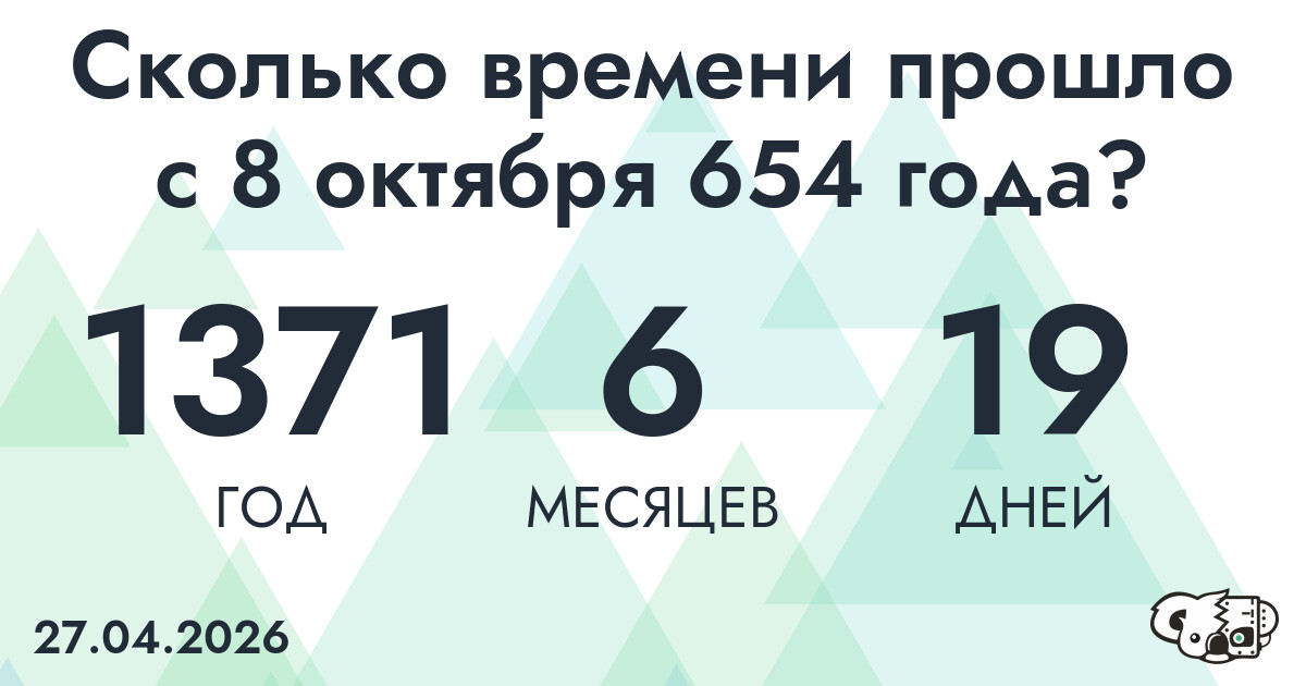 Сколько времени прошло с 8 октября 654 года