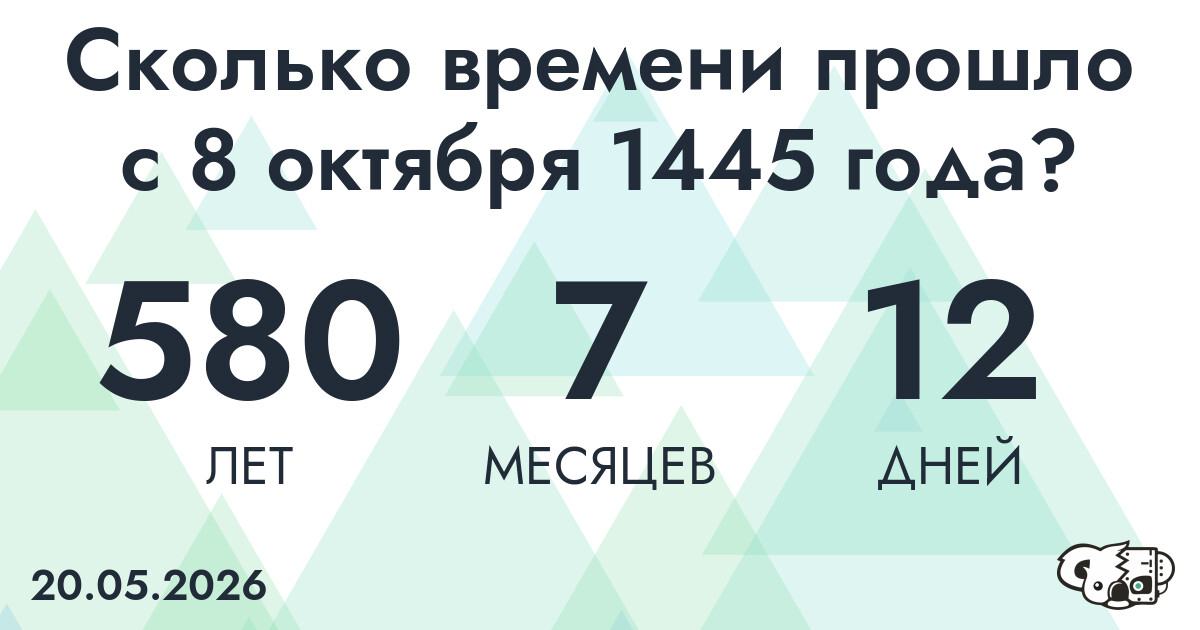 Сколько времени прошло с 8 октября 1445 года