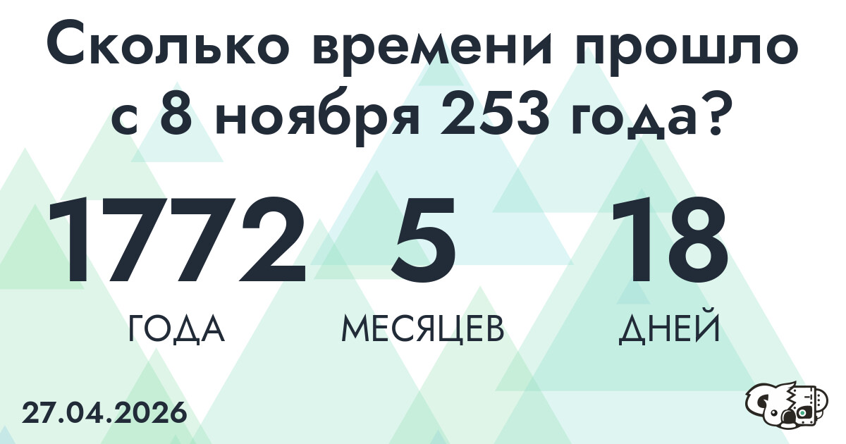 Сколько времени прошло с 8 ноября 253 года