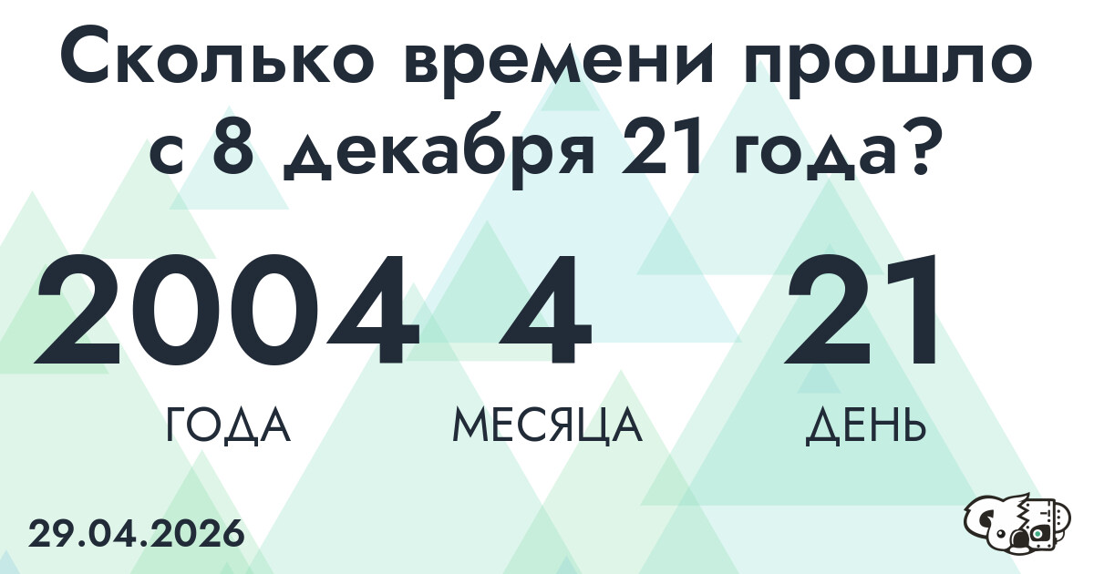 Сколько времени прошло с 8 декабря 21 года