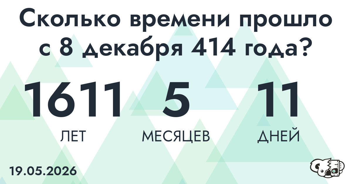 Сколько времени прошло с 8 декабря 414 года