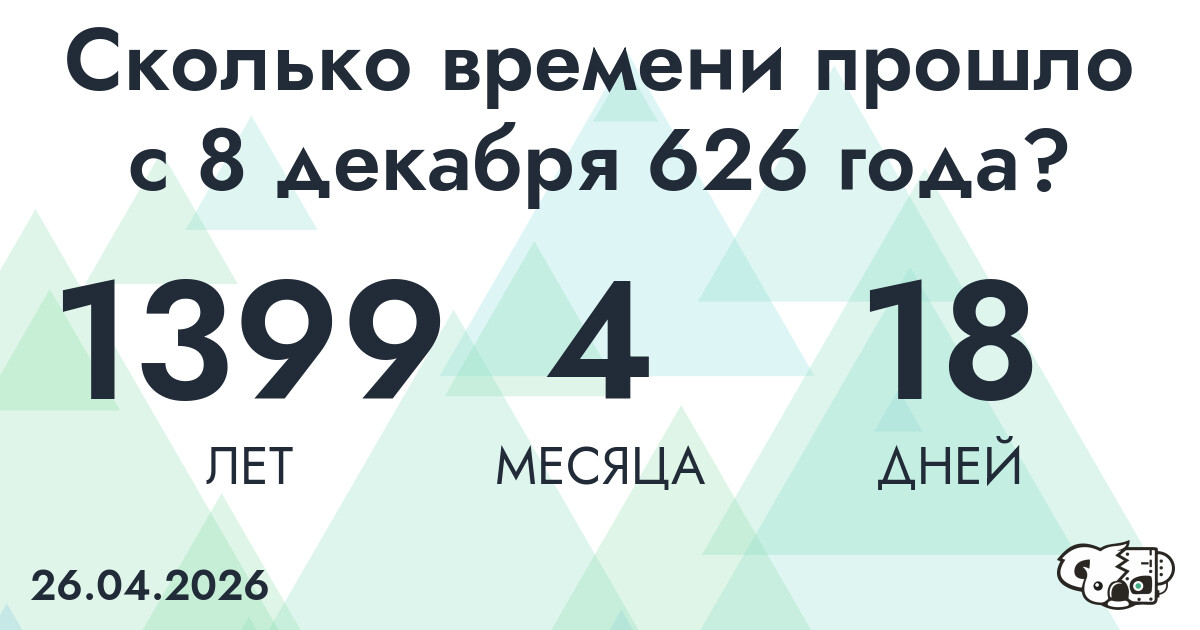 Сколько времени прошло с 8 декабря 626 года