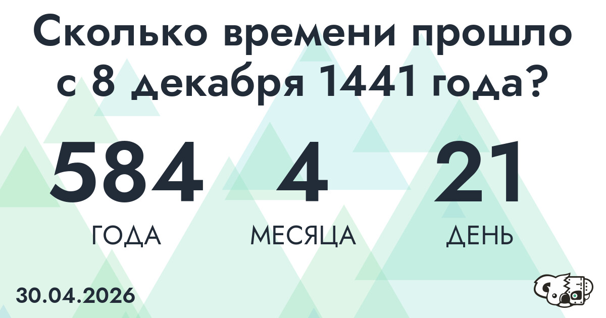 Сколько времени прошло с 8 декабря 1441 года