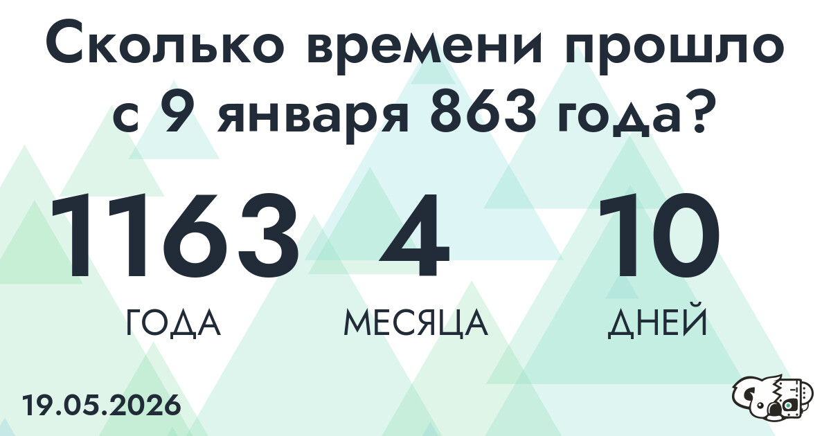 Сколько времени прошло с 9 января 863 года