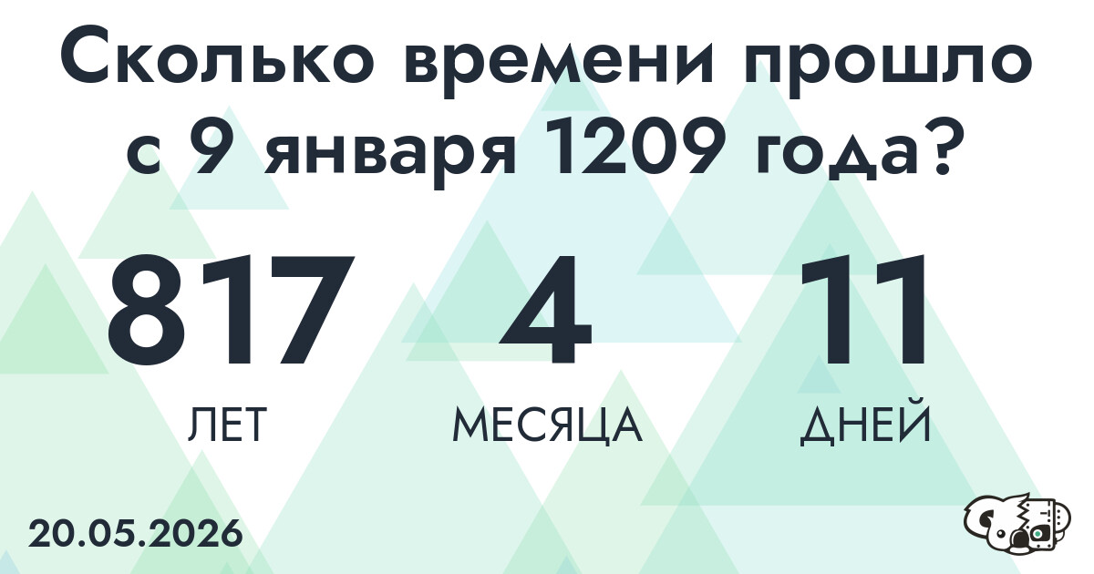 Сколько времени прошло с 9 января 1209 года