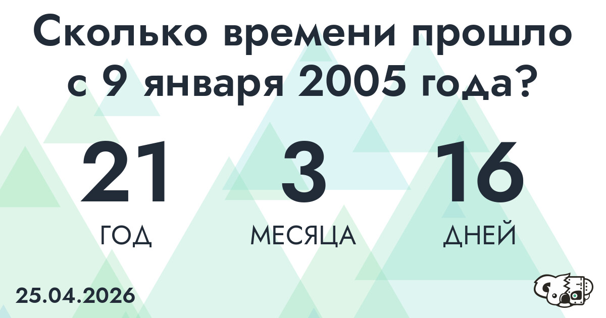 Сколько времени прошло с 9 января 2005 года