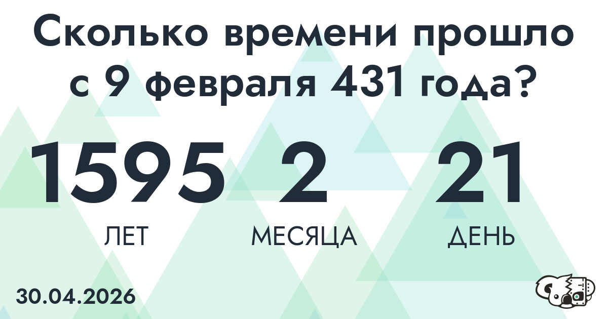 Сколько времени прошло с 9 февраля 431 года